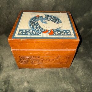 Vintage Wooden Keepsake Box with Goose Motif, Country Farmhouse Memory Box